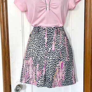 DKNY Golf Skirt | Pink & Black Animal Print | Golfing Gear Skort